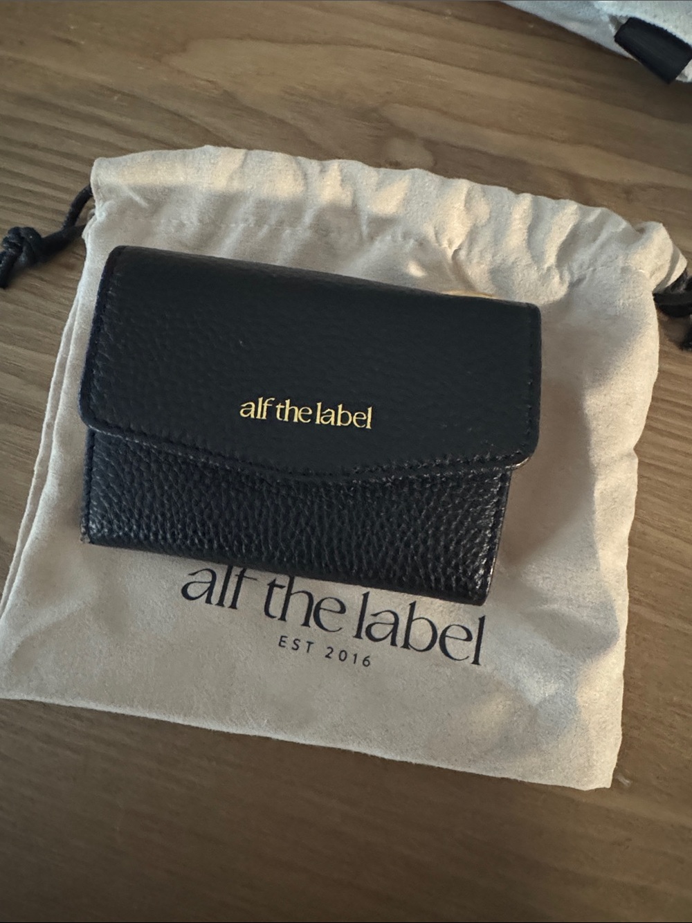 Alf  the label Elsie Black Leather Card Case Wallet